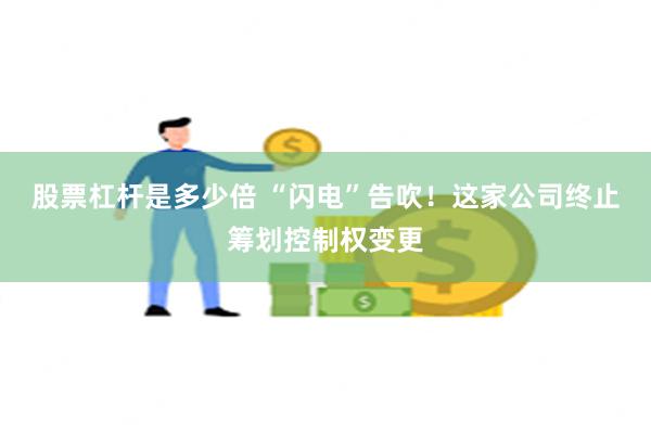 股票杠杆是多少倍 “闪电”告吹！这家公司终止筹划控制权变更