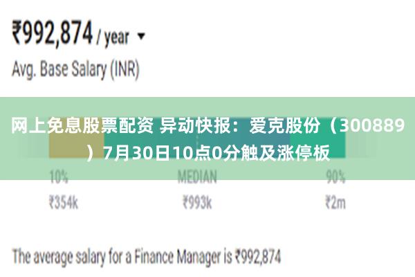 网上免息股票配资 异动快报：爱克股份（300889）7月30日10点0分触及涨停板