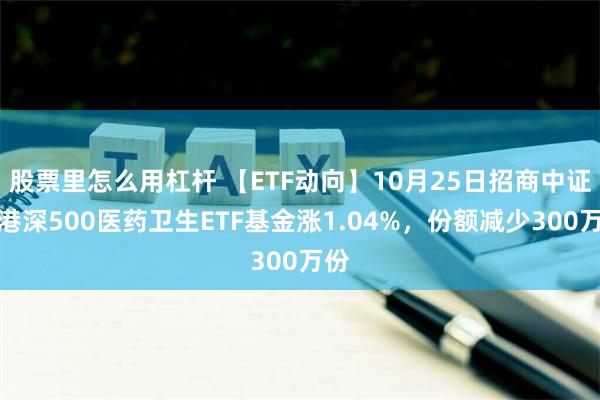 股票里怎么用杠杆 【ETF动向】10月25日招商中证沪港深500医药卫生ETF基金涨1.04%，份额减少300万份