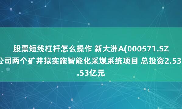 股票短线杠杆怎么操作 新大洲A(000571.SZ)子公司两个矿井拟实施智能化采煤系统项目 总投资2.53亿元